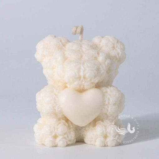 Nến Thơm Tạo Hình Gấu Teddy Lớn Ôm Tim Cao Cấp