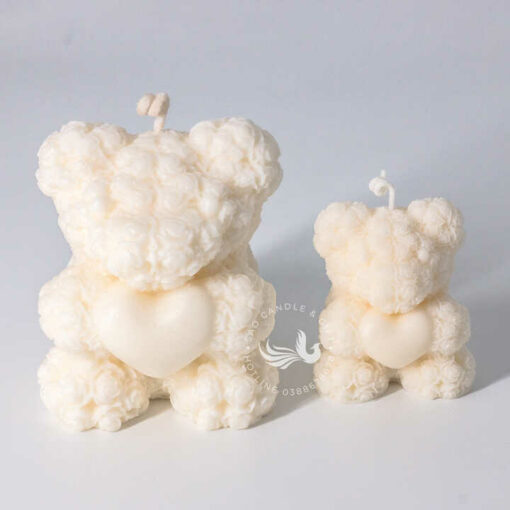 Nến Thơm Tạo Hình Gấu Teddy Ôm Tim Handmade