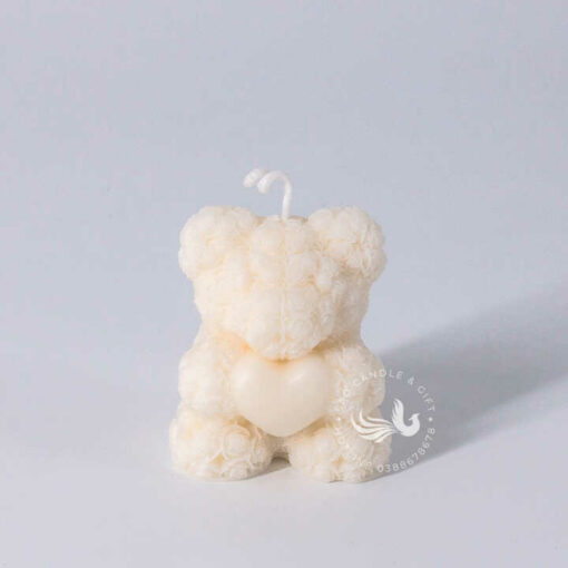 Nến Thơm Tạo Hình Gấu Teddy Ôm Tim Khử Mùi