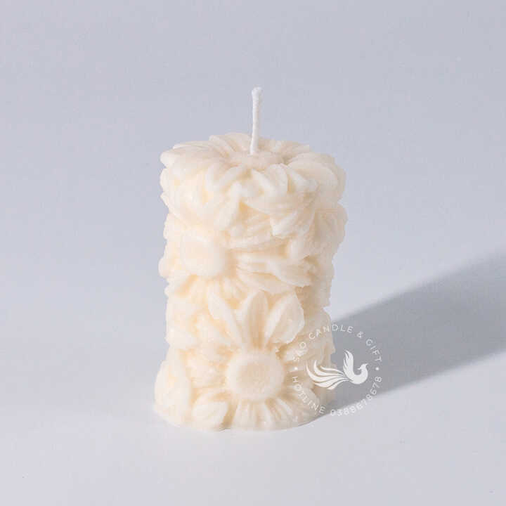 Nến Thơm Tạo Hình Trụ Hoa Hướng Dương Handmade